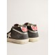Mid Star in black suede with white leather star and silver flash