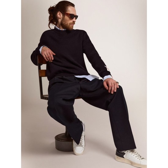 Men's Stardan with star in ice-gray suede and blu-navy heel tab