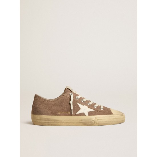 V-Star in dove-gray suede with white nappa leather star