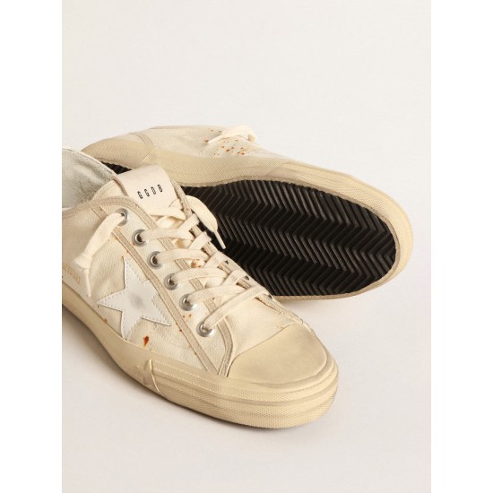 Men’s V-Star LAB in canvas with leather star and rust-colored marks
