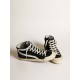 Men's Slide Penstar in black suede with black star and white flash