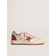 Men’s Ball Star Pro in silver crackle leather with burgundy star