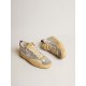 Mid Star LAB in silver metallic leather and mesh with perforated star