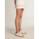 Women’s Super-Star LTD in canvas with white leather star and raffia toe