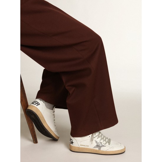 Women's Ball Star in nappa with white star and glitter heel tab