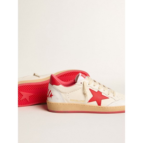 Women’s Ball Star Wishes in white leather with a red star and heel tab