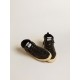 Women's Mid Star in black nappa with black glitter star and suede flash