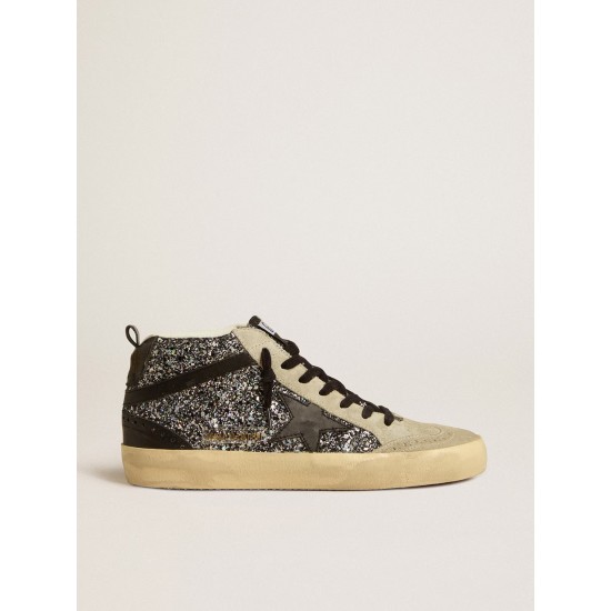 Mid Star LTD in black glitter with black leather star and flash