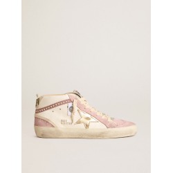 Mid Star with gold leather star and pink suede flash with pearls