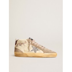 Women's Mid Star in nappa leather with floral embroidery and silver glitter star