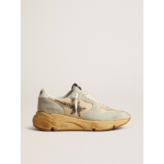 Women’s Running Sole in ice gray with studded suede star