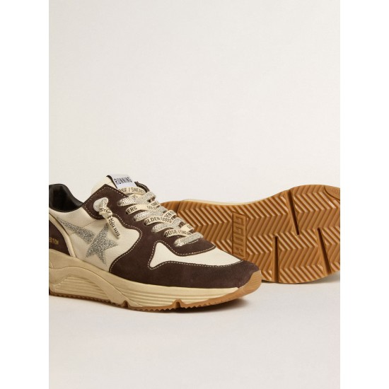 Running Sole LTD in nappa and brown suede with a Swarovski crystal star