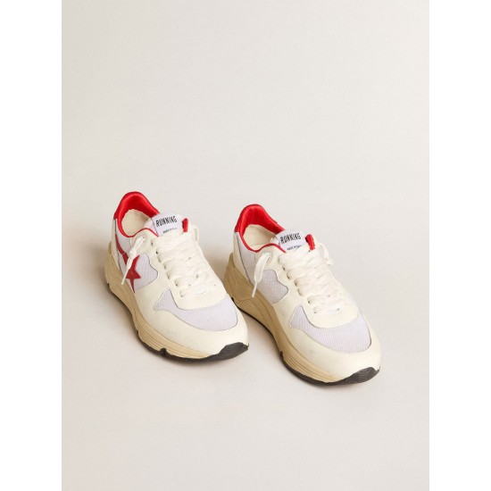 Running Sole LTD in white nappa and nylon with a red leather star