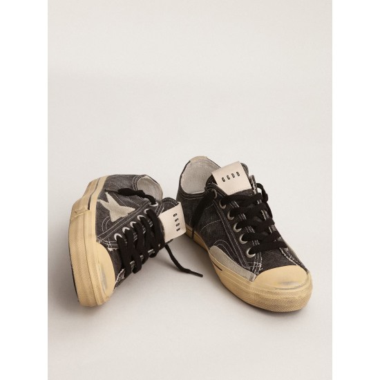 Women's V-Star LTD in black canvas with ice-gray star and heel