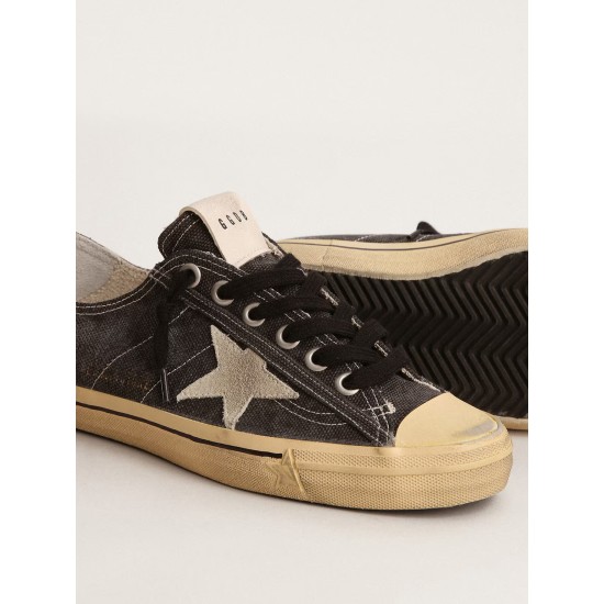 Women's V-Star LTD in black canvas with ice-gray star and heel