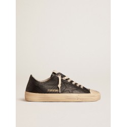 Women’s V-Star in black nappa leather with a black leather star