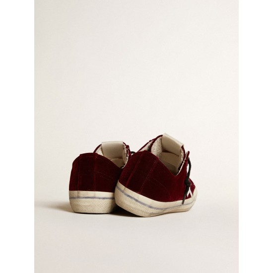 Women's V-Star LTD in burgundy velvet with white leather star
