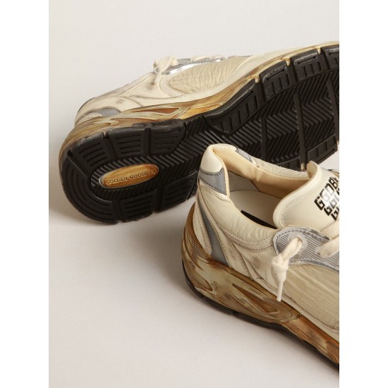 Women’s Dad-Star in beige nappa and nylon with white leather star