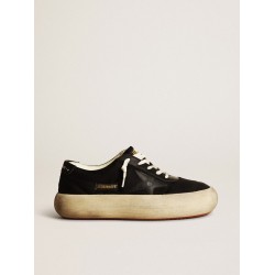 Space-Star shoes in black nylon with black leather star and heel tab