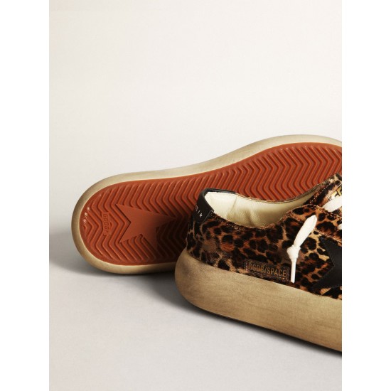 Women's Space-Star in leopard print pony skin with black star