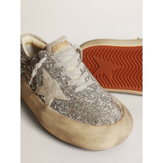 Women's Space-Star in silver glitter with ice-gray star