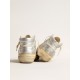 Women’s Mid Star in silver metallic leather with ivory star