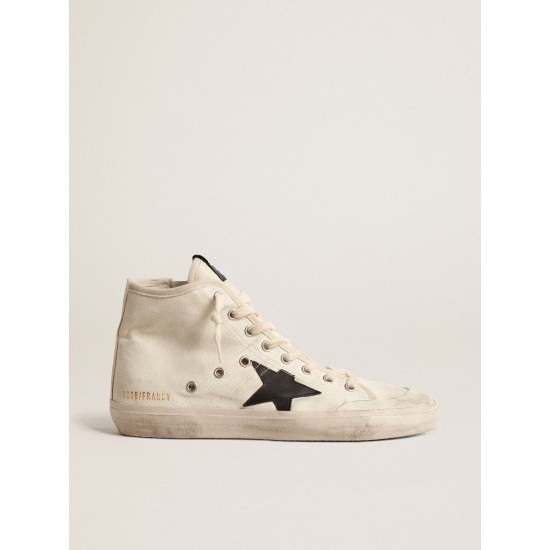 Francy Penstar in canvas with black star and red stitching