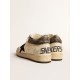 Women’s Ball Star Pro Mid in aged white leather with black star