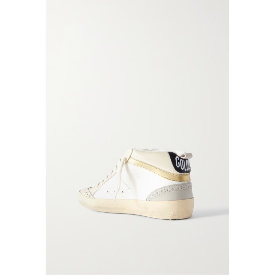 Mid Star distressed suede-trimmed leather sneakers