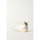Mid Star distressed suede-trimmed leather sneakers
