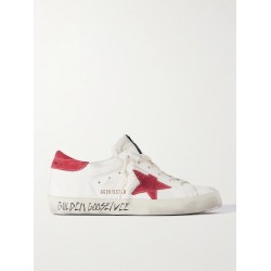 Super-Star suede-trimmed distressed leather sneakers