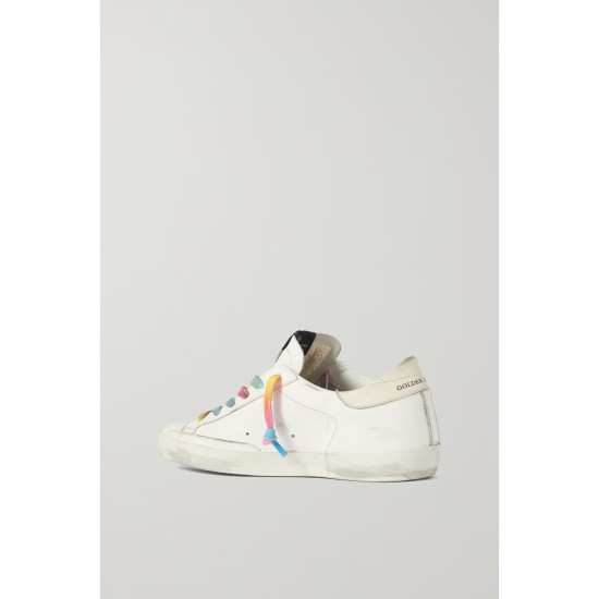 Superstar perforated distressed leather sneakers