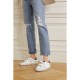 Old School distressed leather sneakers